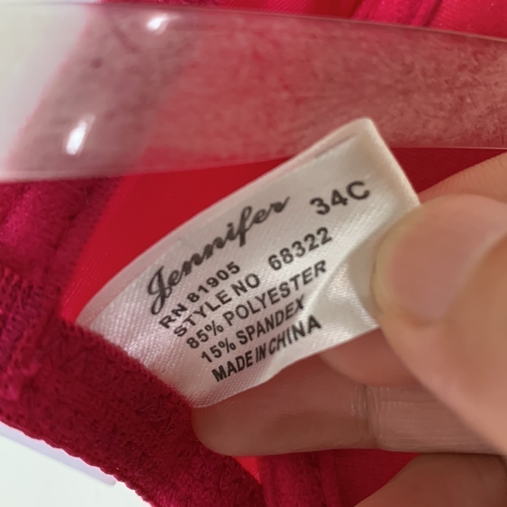 NWT. Jennifer Intimatea 34C Sheer Plastic Strap Bra. - Picture 7 of 8